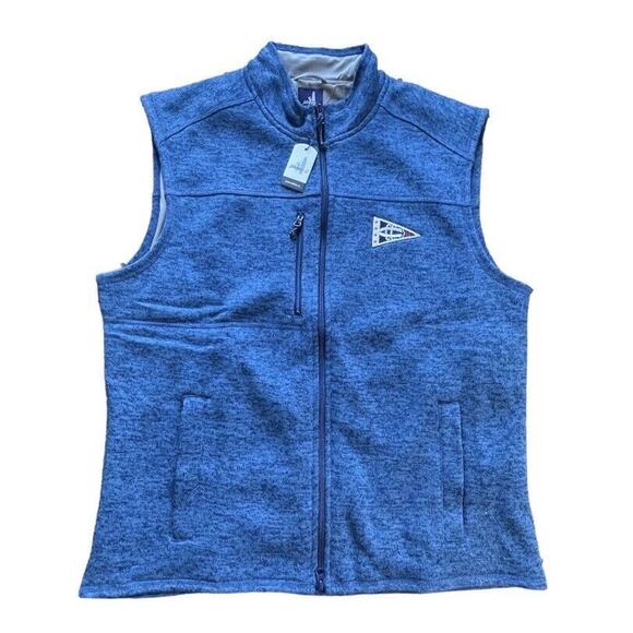 NWT Johnnie-O Wes Vest Blue Mens Large Fleece Full Zip Performance Golf JMVT1310